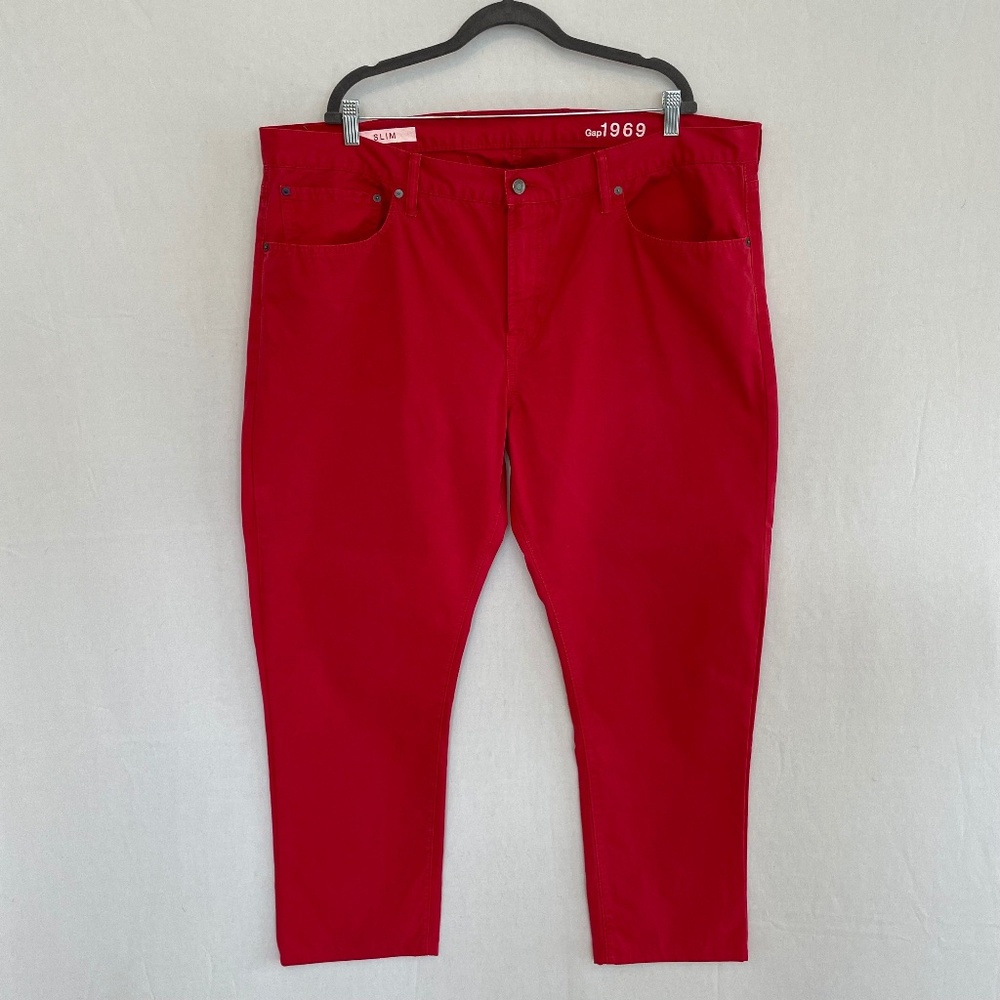 GAP 1969 Women's Size 44x32 Red Slim Fit 100% Cotton 5 Pocket Jeans